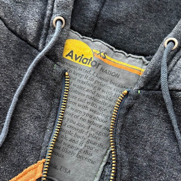 Aviator Nation Gray and Orange Hoodie - Picture 2 of 5